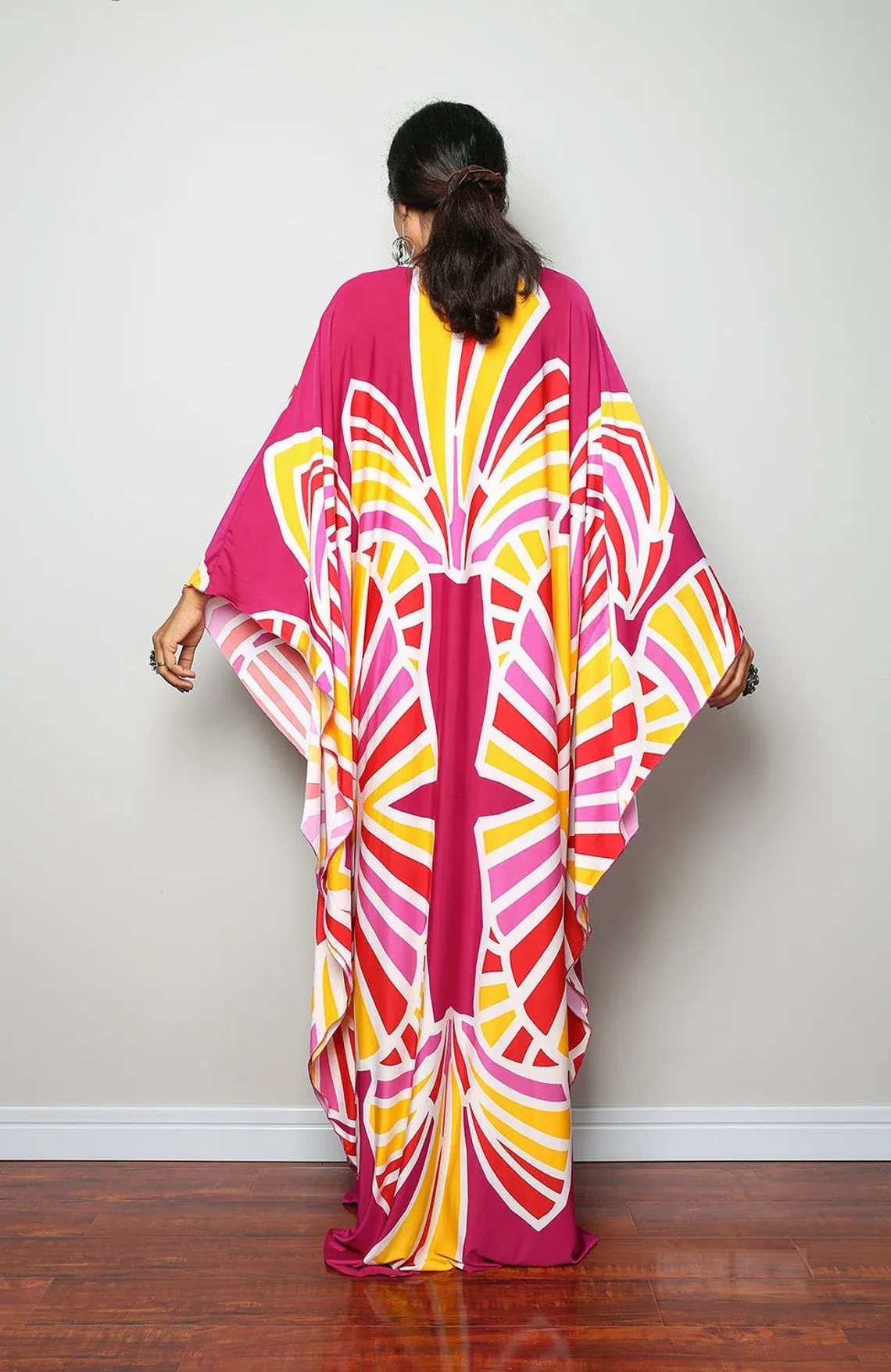 Plus Size Batwing Sleeve Beach Kaftan Swimsuit Cover Ups