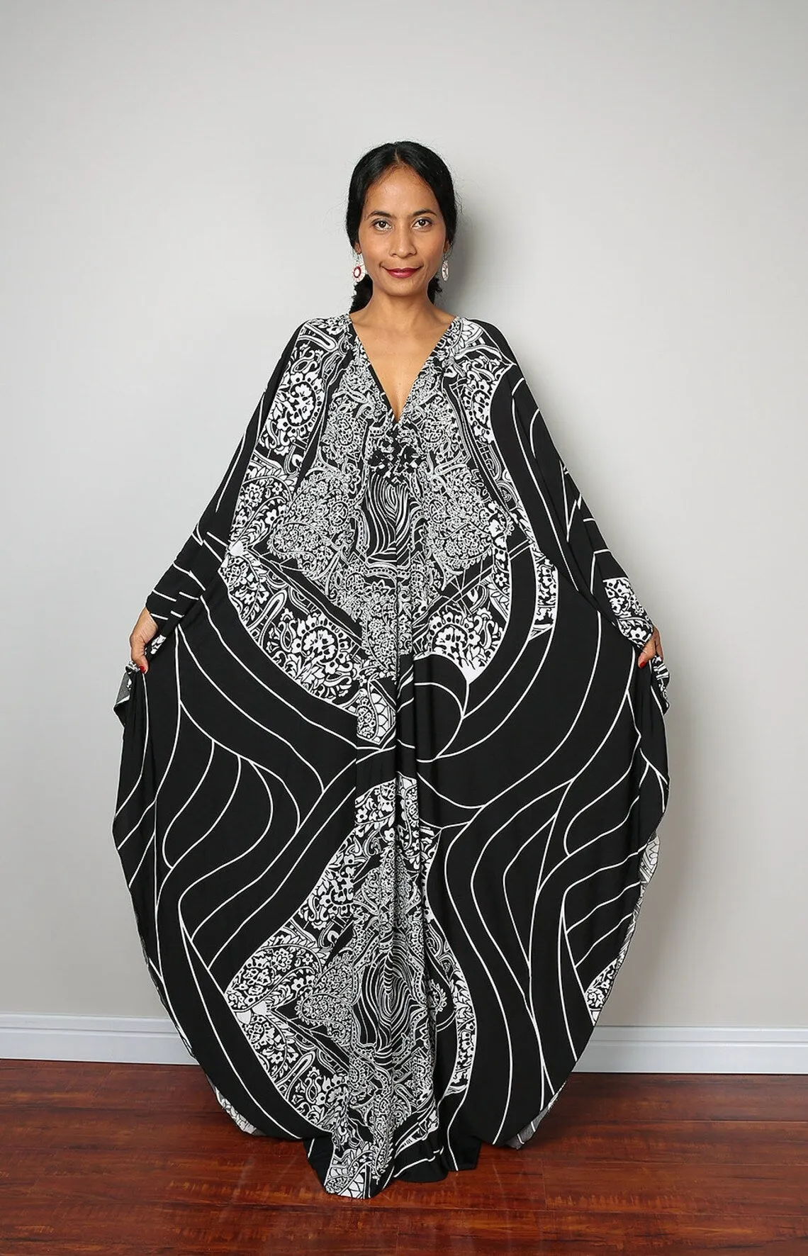 Plus Size Batwing Sleeve Beach Kaftan Swimsuit Cover Ups