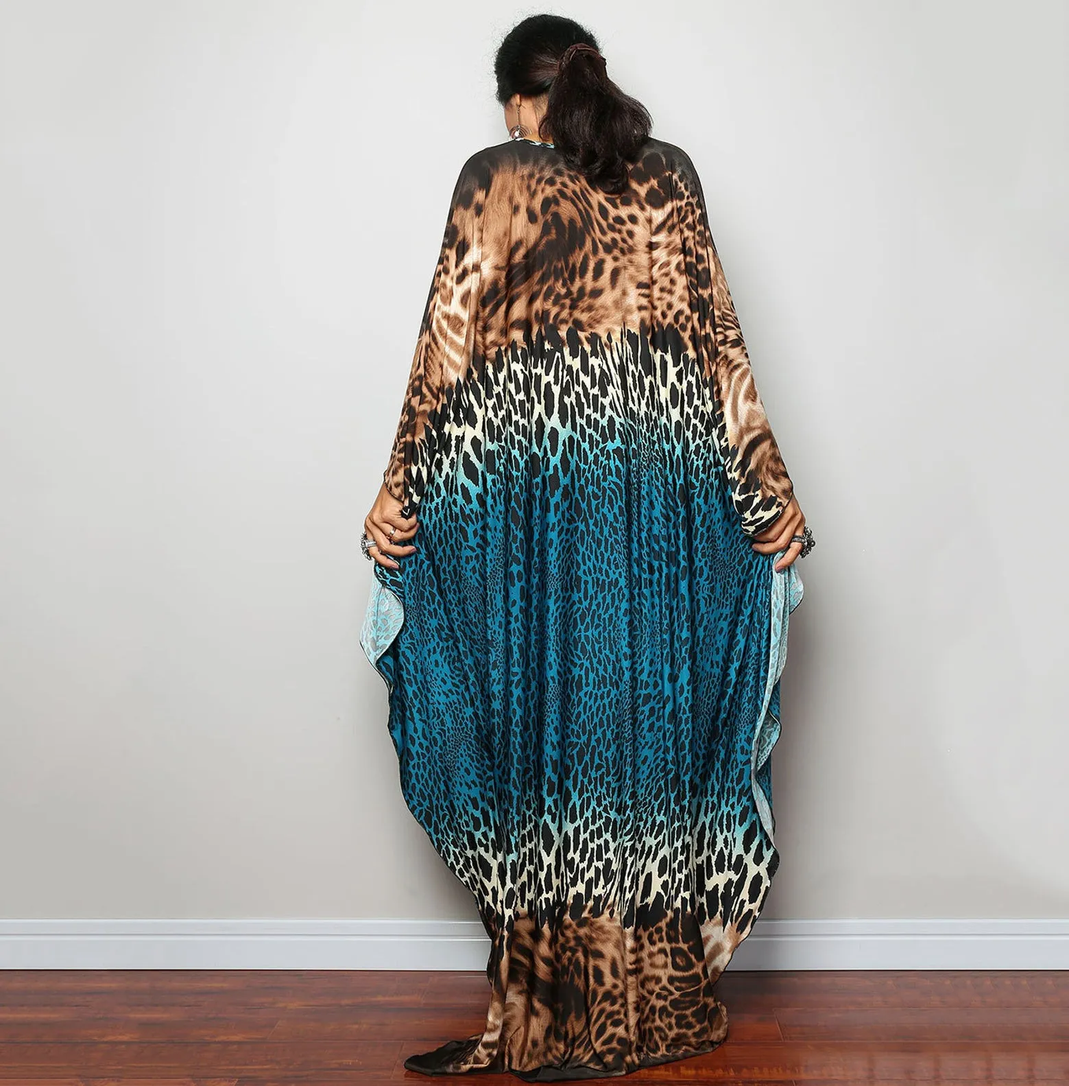 Plus Size Batwing Sleeve Beach Kaftan Swimsuit Cover Ups