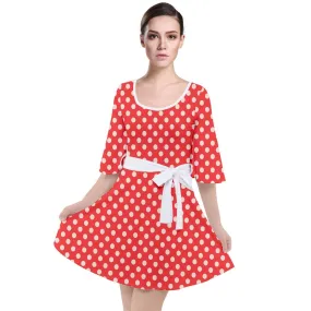 Red Polka Dot Dress, Red Dress, Red mini Dress, 80s style dress, 80s inspired dress, Bell Sleeve Dress, 80s style dress