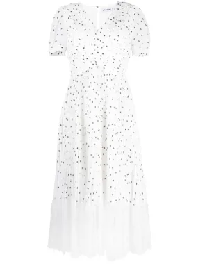 SELF-PORTRAIT lace-trim polka-dot midi dress