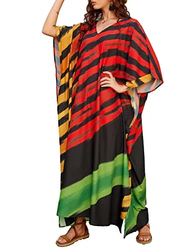 Sexy Side Split V-Neck Beach Caftan Cover-Up Dress