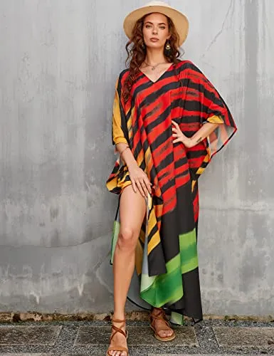 Sexy Side Split V-Neck Beach Caftan Cover-Up Dress