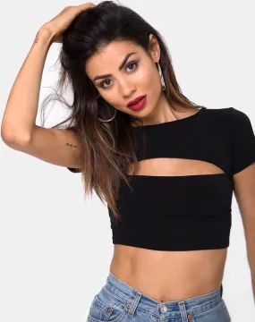 Shim Cutout Crop Top in Black