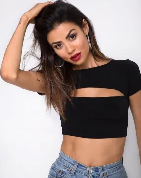 Shim Cutout Crop Top in Black