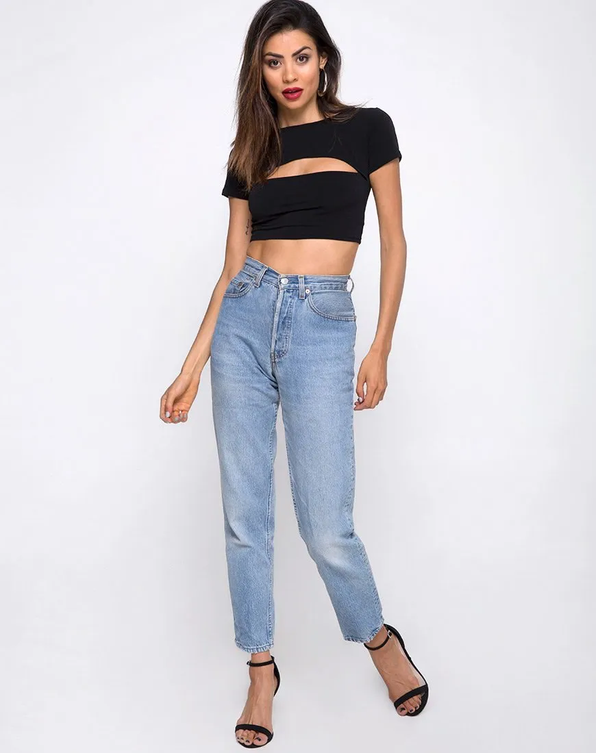 Shim Cutout Crop Top in Black