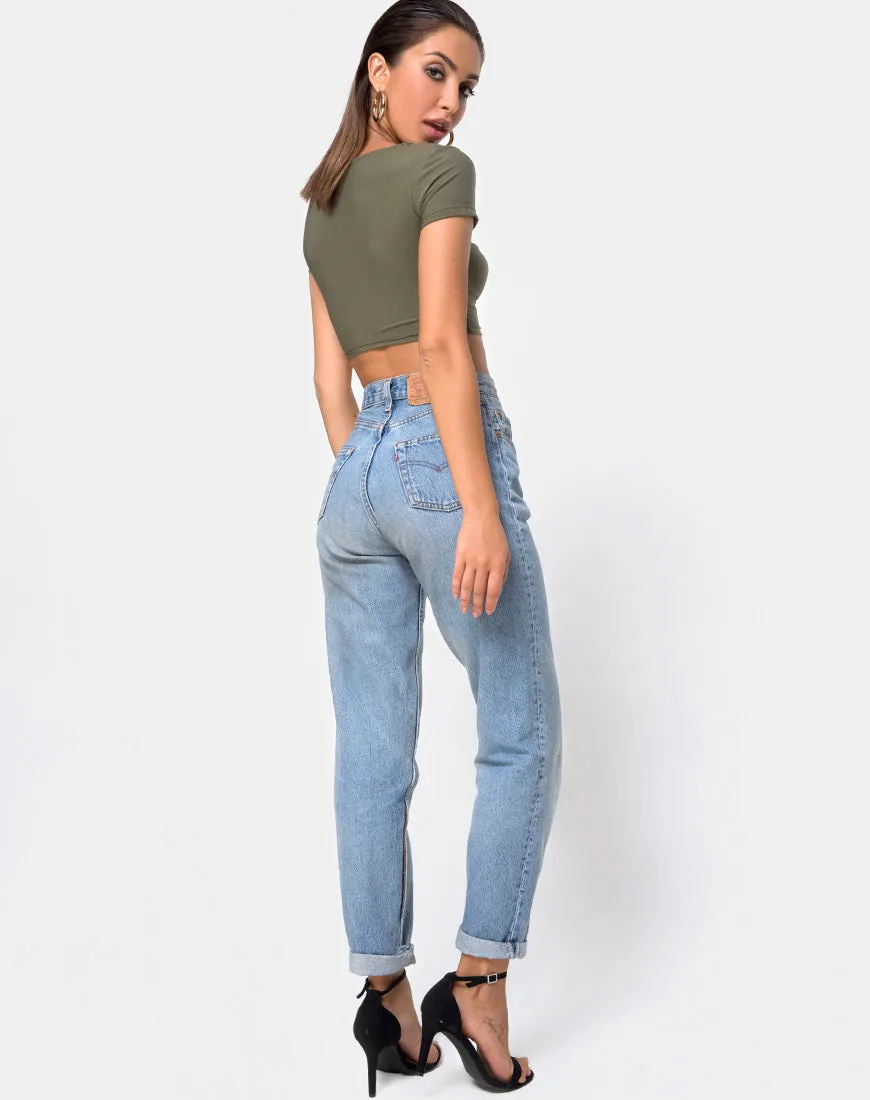 Shim Cutout Crop Top in Khaki