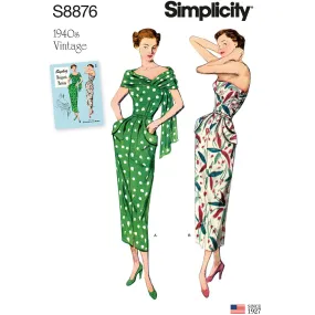 Simplicity Pattern 8876 Misses'/Women's Vintage Dress and tole