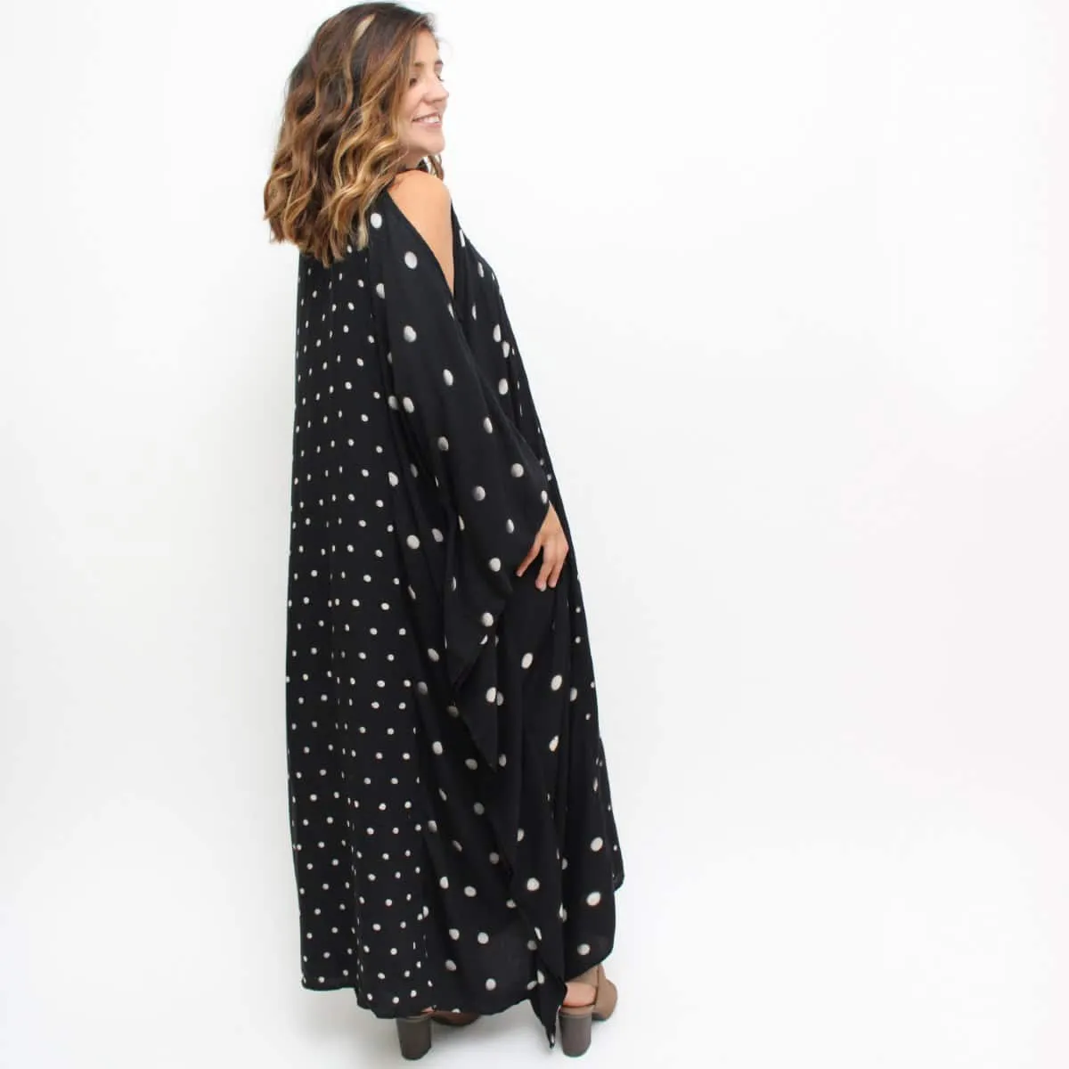 Small Polka Dot Shoulder Maxi