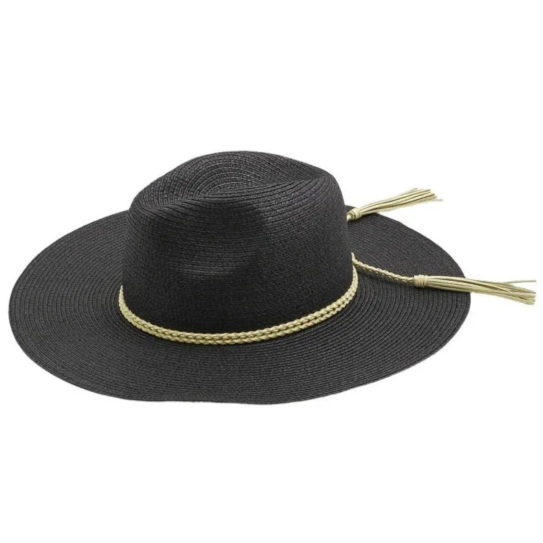 Straw Braided Rope Strap Fedora Hat