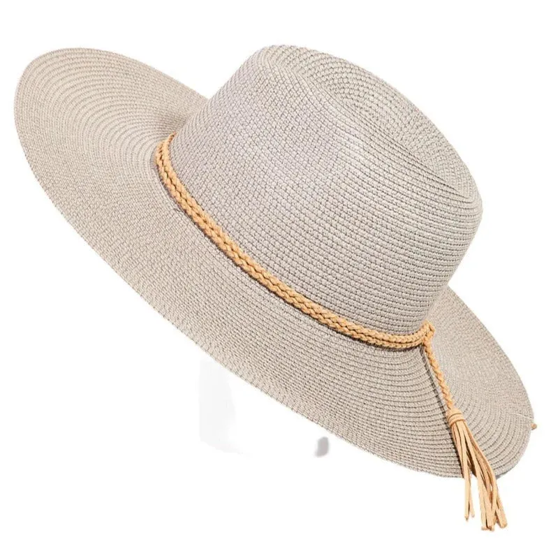 Straw Braided Rope Strap Fedora Hat