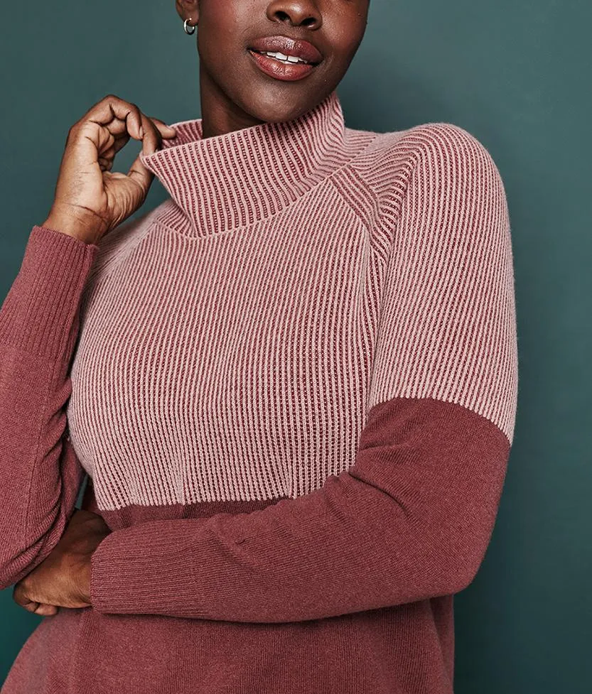 The Luxe Cashmere Blend Two-Tone Sweater - Main