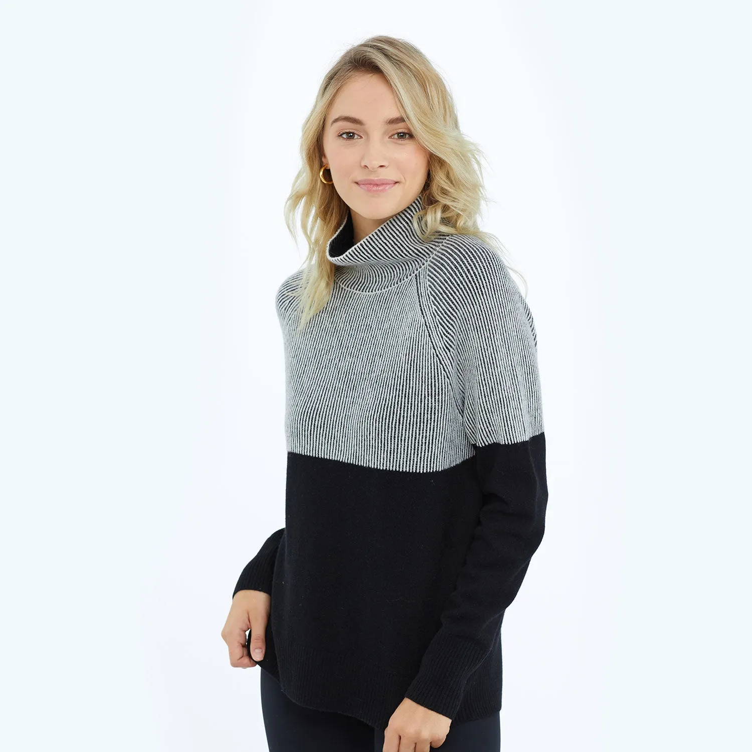 The Luxe Cashmere Blend Two-Tone Sweater - Main