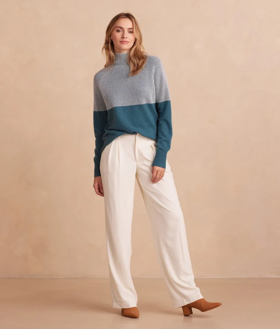 The Luxe Cashmere Blend Two-Tone Sweater - Venetian