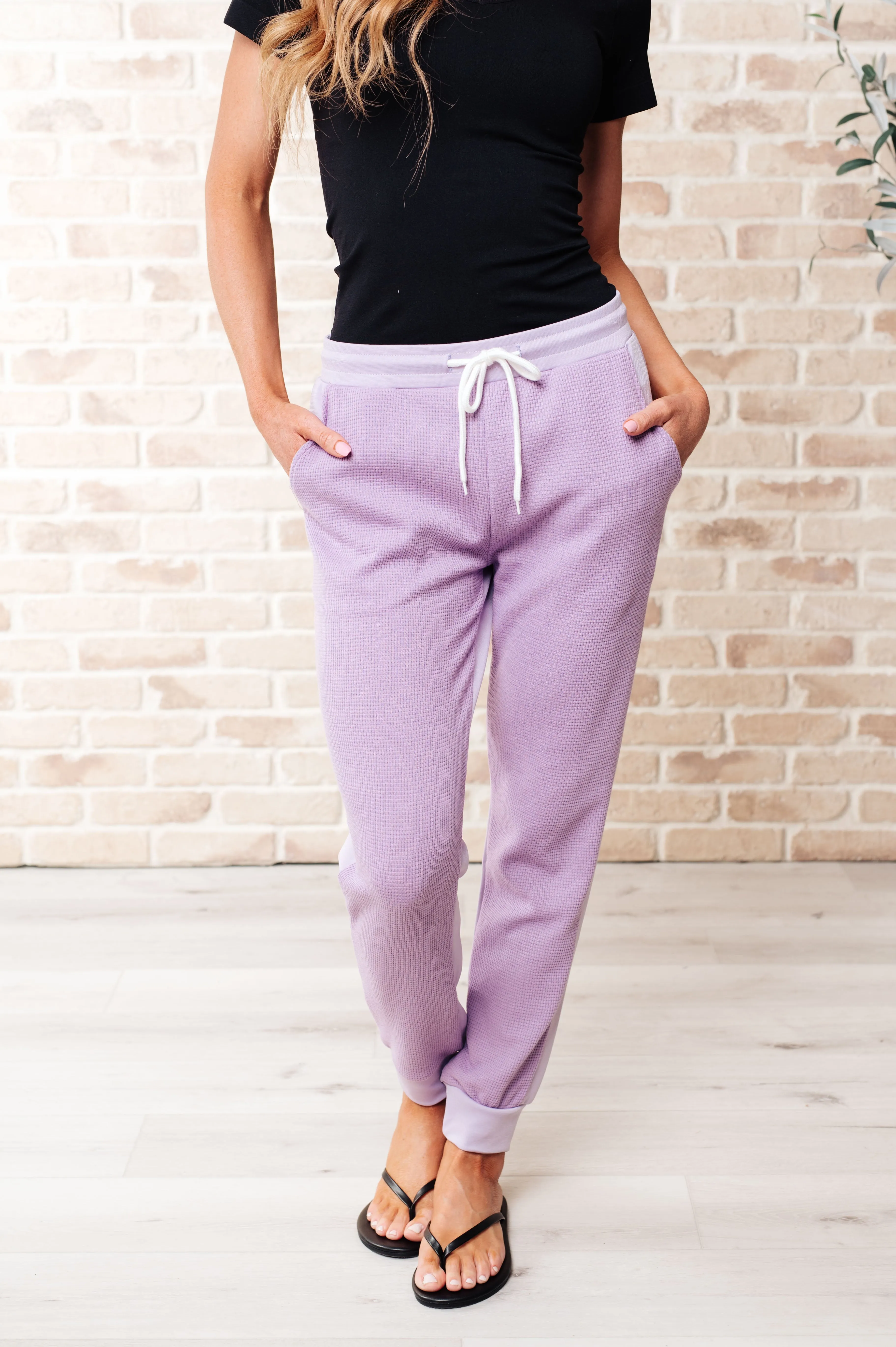 Tommy Two Tone Waffle Joggers • Purple