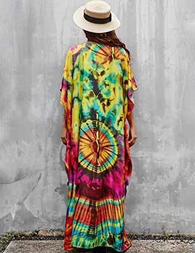 V-Neck Ethnic Print Plus Size Kaftan for Women Beach Cover Up