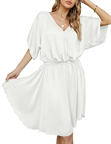 V-Neck Smocked Beach Tunic: Women's Solid Color Cover Up