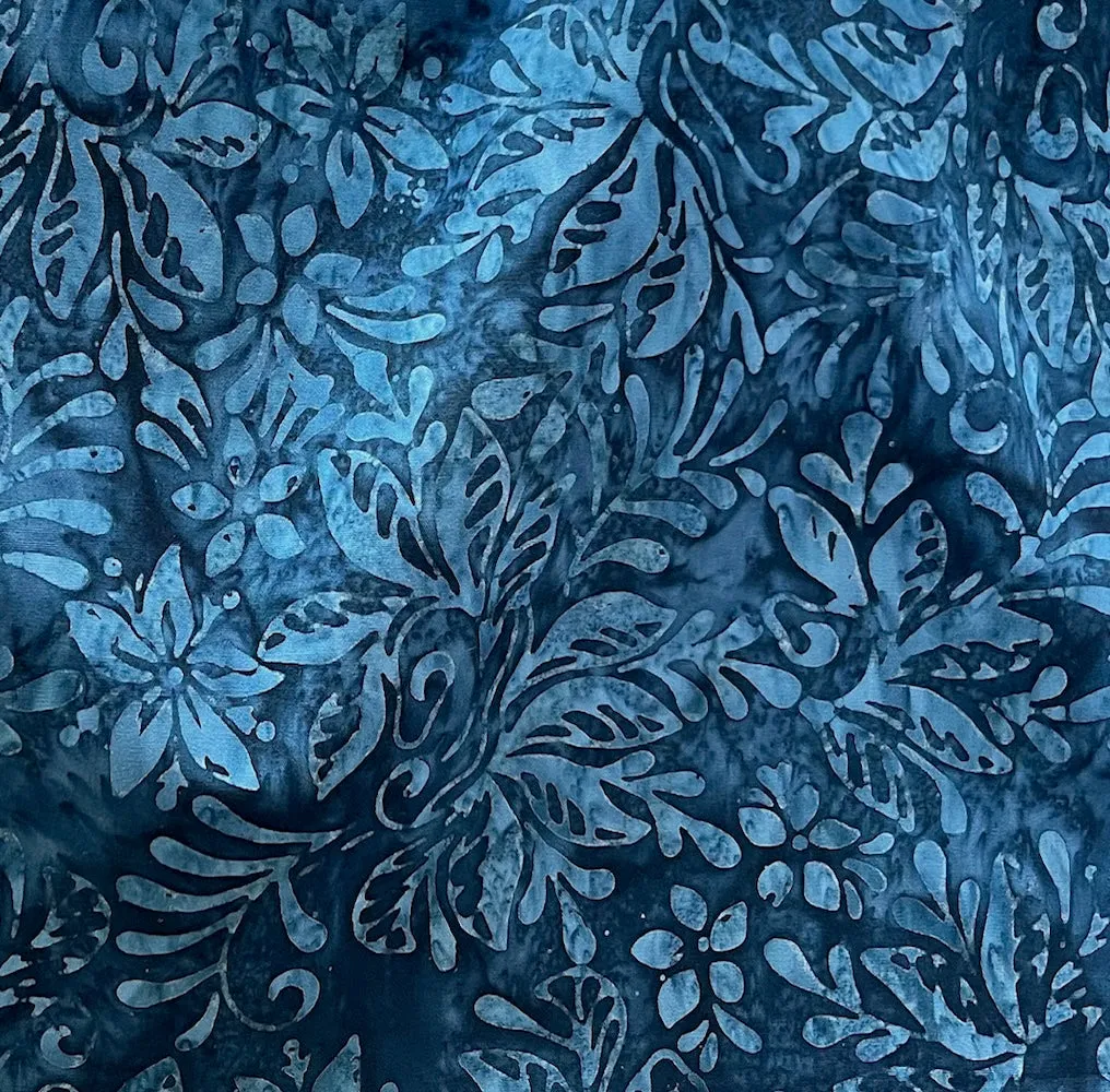 Victorian Florals Lake Blue Cotton Batik (Made in Indonesia)