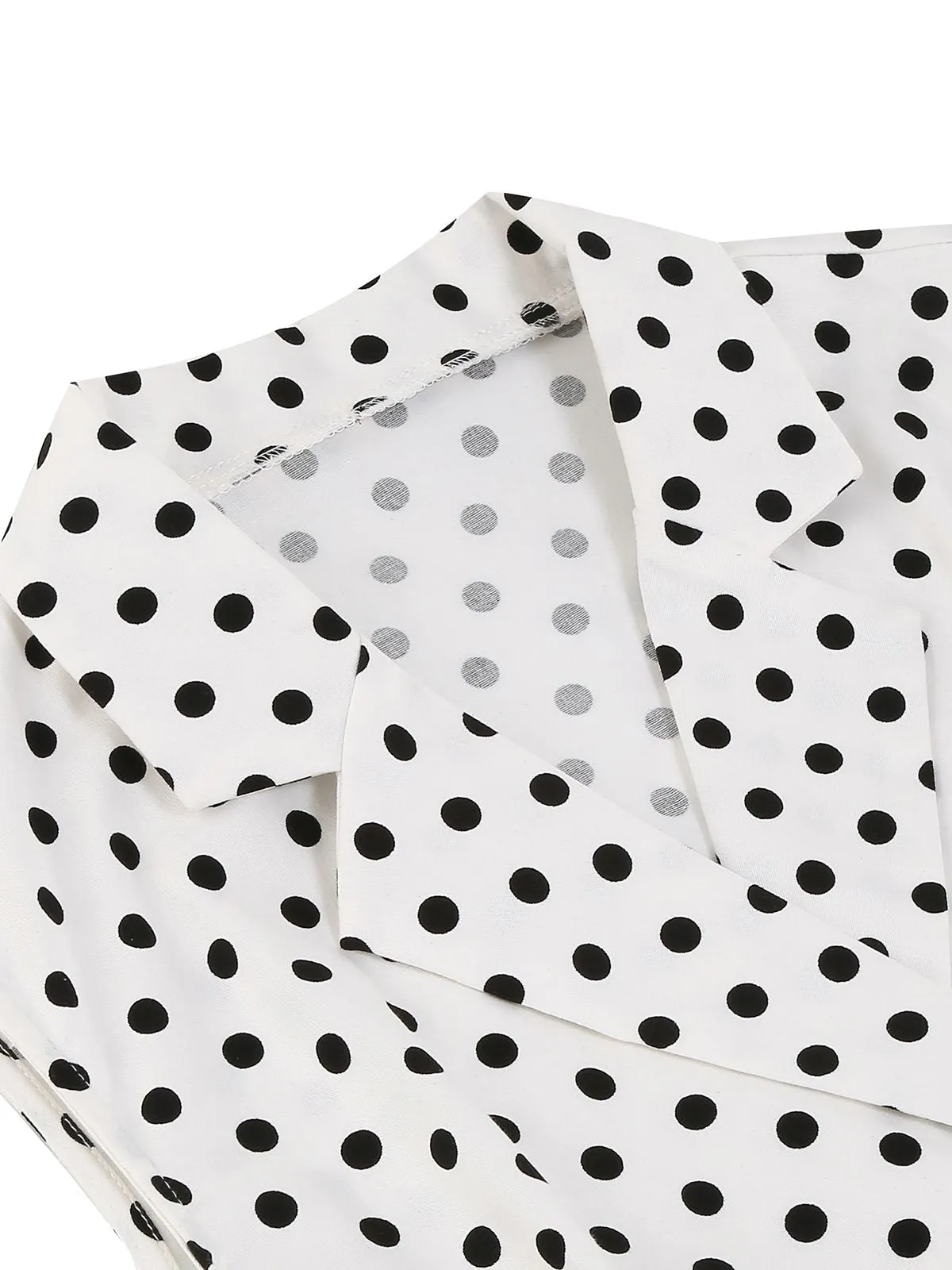 White 1950s Polka Dot Lapel Swing Dress