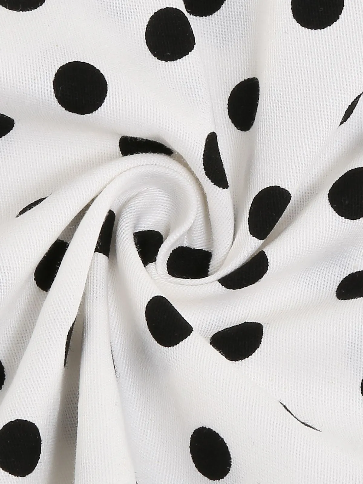 White 1950s Polka Dot Lapel Swing Dress