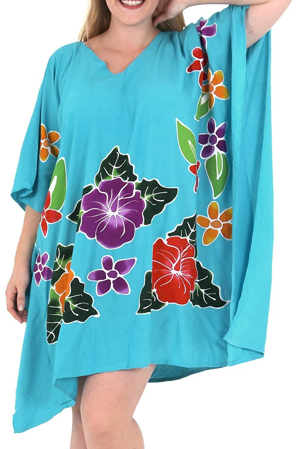 Women's Beachwear Evening Plus Size Loose Blouse Cover ups Dresses Turquoise