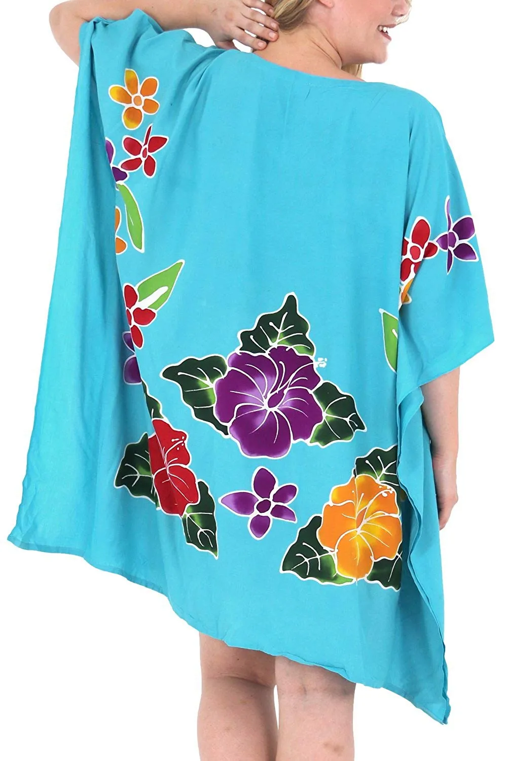 Women's Beachwear Evening Plus Size Loose Blouse Cover ups Dresses Turquoise