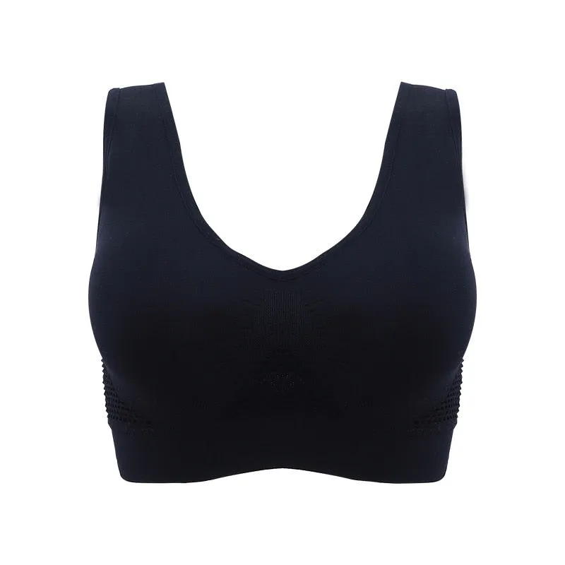 Women's Breathable Sports Vest Bra Sweat-absorbent Shockproof Pad Sports Top Track and Field Gym Running Fitness Sports Top