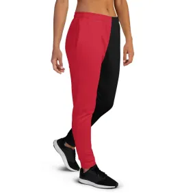 Women's Joggers, Red and Black Two-Tone Style