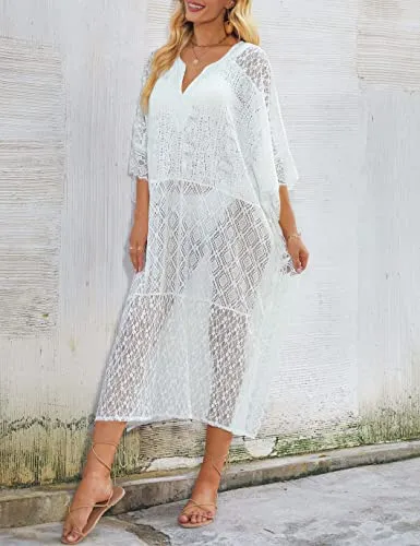 Women's Plus Size Lace Kaftan Swimsuit Cover Up