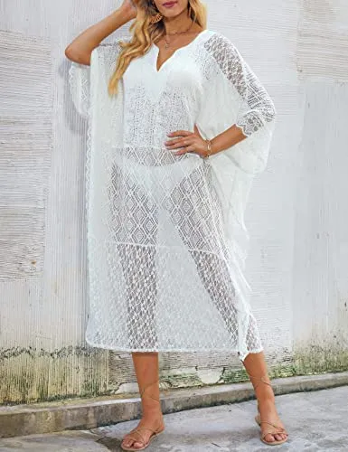 Women's Plus Size Lace Kaftan Swimsuit Cover Up