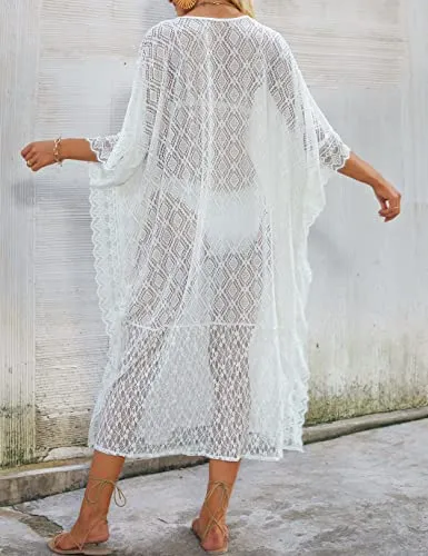 Women's Plus Size Lace Kaftan Swimsuit Cover Up