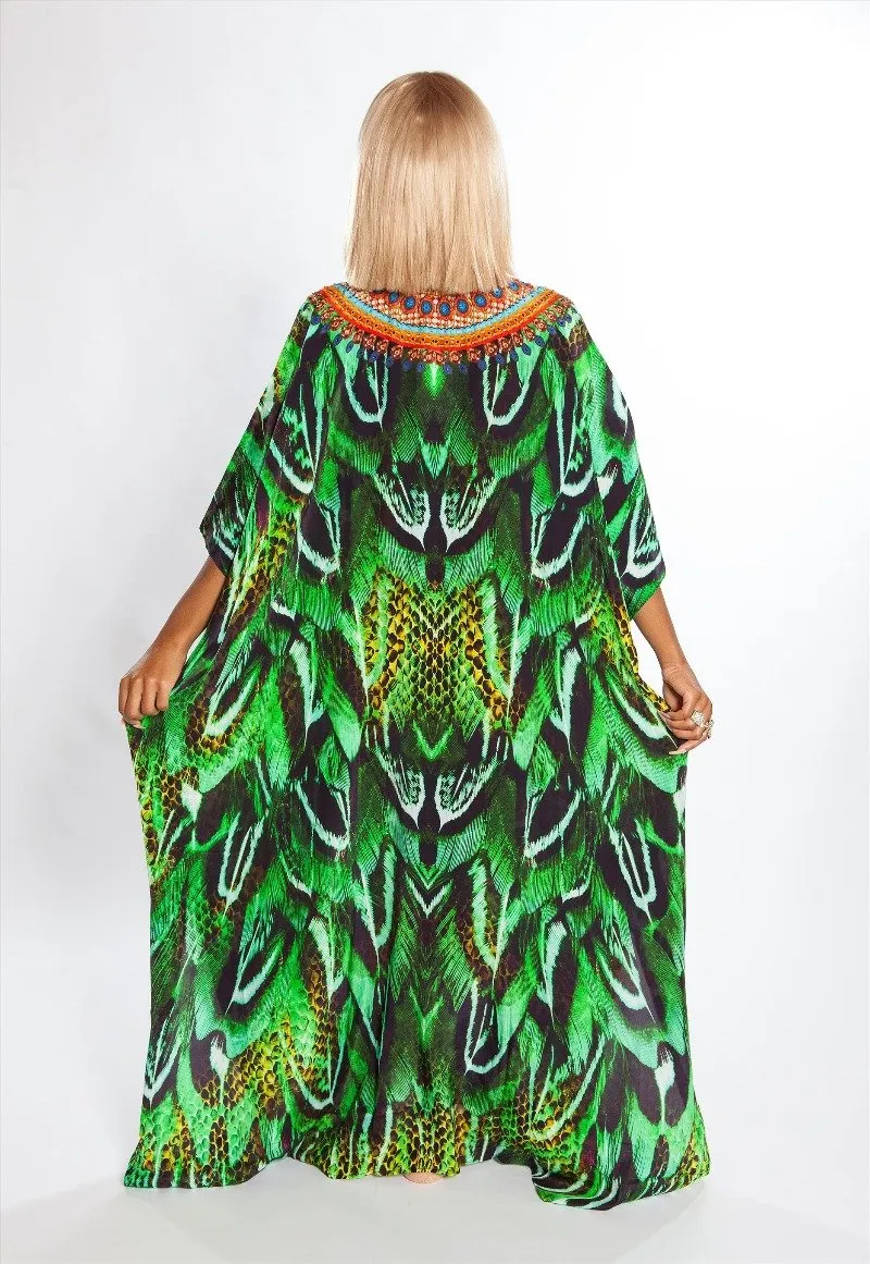 Women's Plus Size Printed Kaftan: Beach Loungewear Cover-Ups